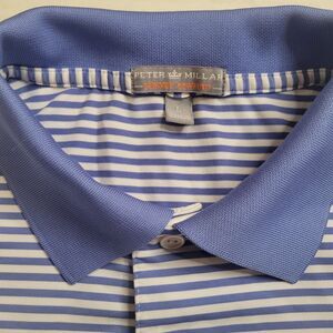 Peter Millar Summer Comfort golf polo lavender purple and white stripe sz. Lg